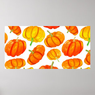 Poster Motif sans couture avec aquarelle dessinée orange