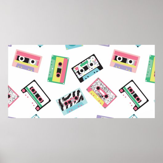 Poster Motif sans couture avec bandes audio dans style ré (Devant)
