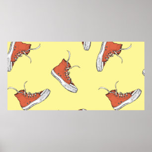 Poster Motif sans couture avec baskets rouges vintages, m