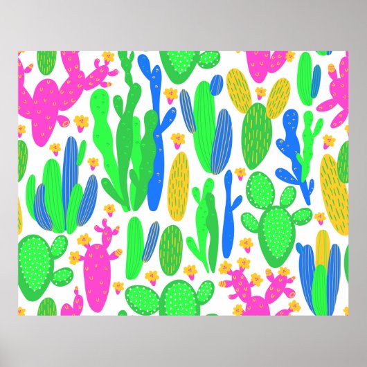 Poster motif sans couture avec cactus sur arrière - plan (Devant)