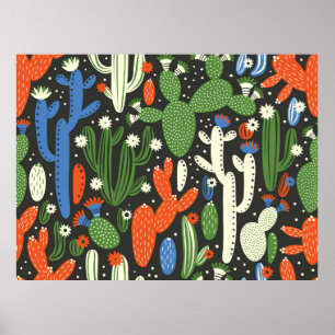 Poster motif sans couture avec cactus sur arrière - plan