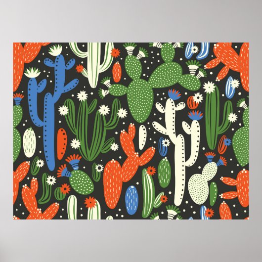 Poster motif sans couture avec cactus sur arrière - plan (Devant)