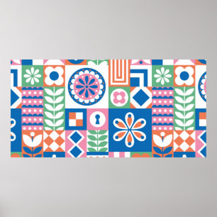 Poster motif sans couture avec citrouilles, dessinées à l