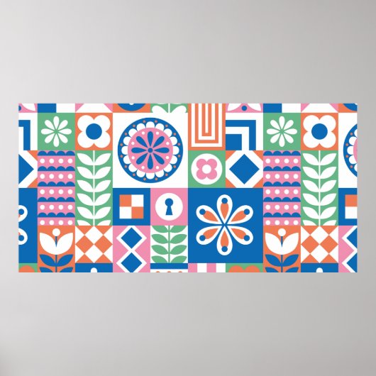 Poster motif sans couture avec citrouilles, dessinées à l (Devant)