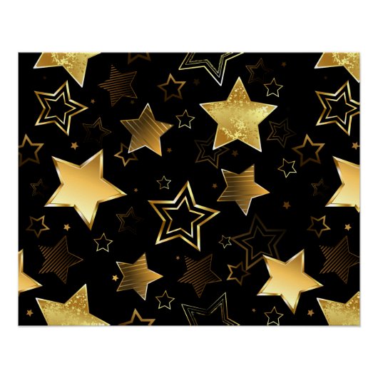 Poster Motif sans couture avec des étoiles dorées (Devant)