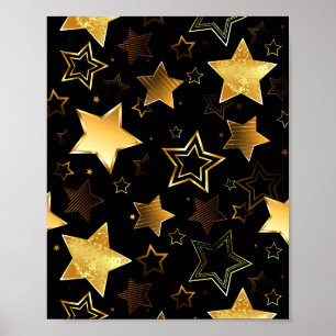 Poster Motif sans couture avec des étoiles dorées