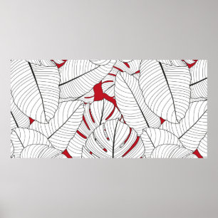 Poster Motif sans couture avec des feuilles tropicales en