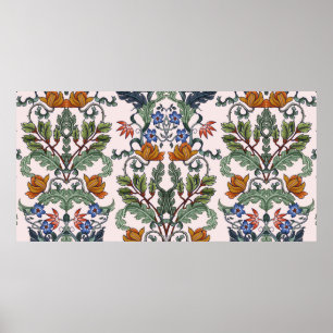 Poster Motif sans couture avec des fleurs dans le style a