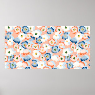 Poster Motif sans couture avec des fleurs dans un style a