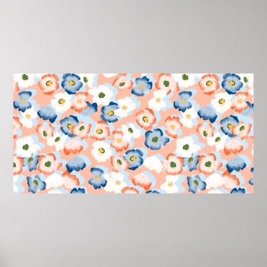 Poster Motif sans couture avec des fleurs dans un style a (Devant)