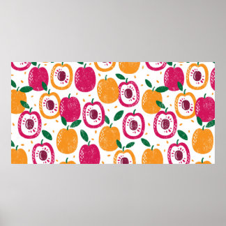 Poster Motif sans couture avec des fruits. Timbre texturé