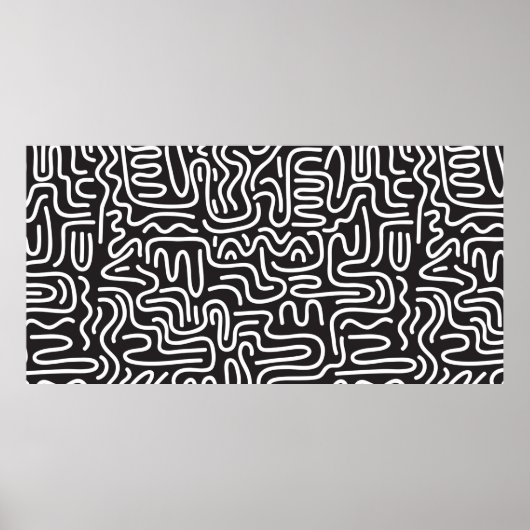 Poster Motif sans couture avec des lignes ondulées à dood (Devant)