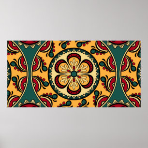 Poster Motif sans couture avec des ornements circulaires 