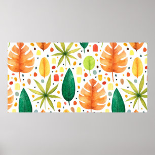 Poster Motif sans couture avec des plantes tropicales déc