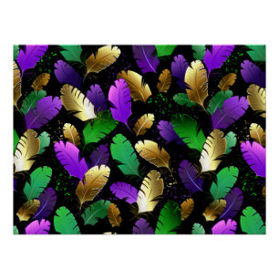 Poster Motif sans couture avec des plumes de Mardi Gras