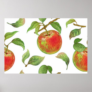 Poster Motif sans couture avec des pommes rouges. vinique