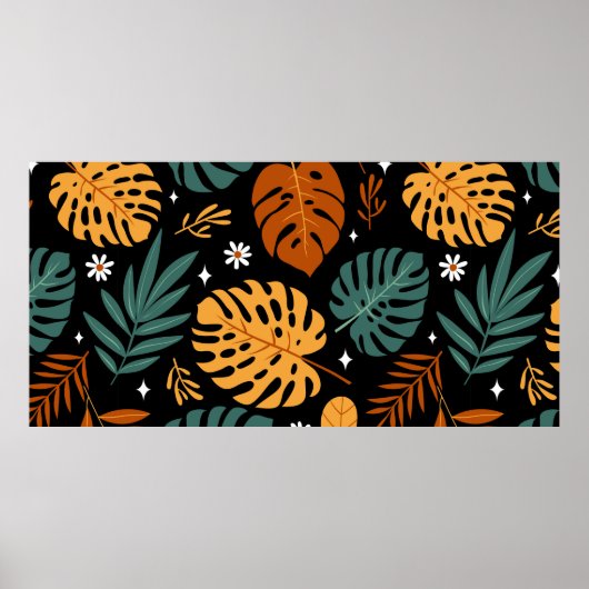 Poster Motif sans couture avec différents feuilles tropic (Devant)