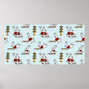 Poster Motif sans couture avec différents lapins sur les