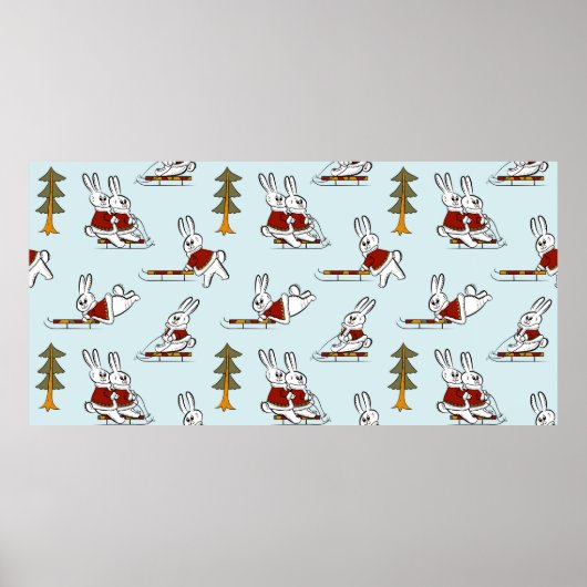 Poster Motif sans couture avec différents lapins sur les (Devant)