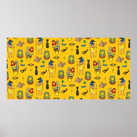 Poster Motif sans couture avec éléments égyptiens tels qu (Devant)