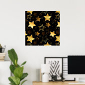 Poster Motif sans couture avec étoiles d'or (Bureau à domicile)
