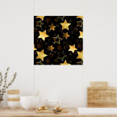 Poster Motif sans couture avec étoiles d'or (Cuisine)