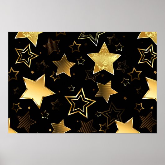 Poster Motif sans couture avec étoiles d'or (Devant)