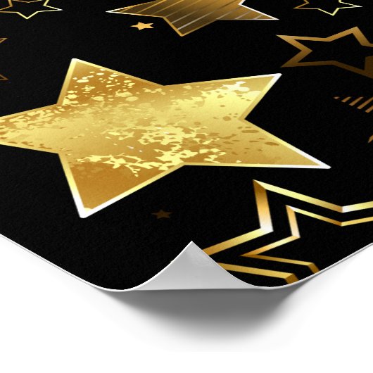 Poster Motif sans couture avec étoiles d'or (Coin)