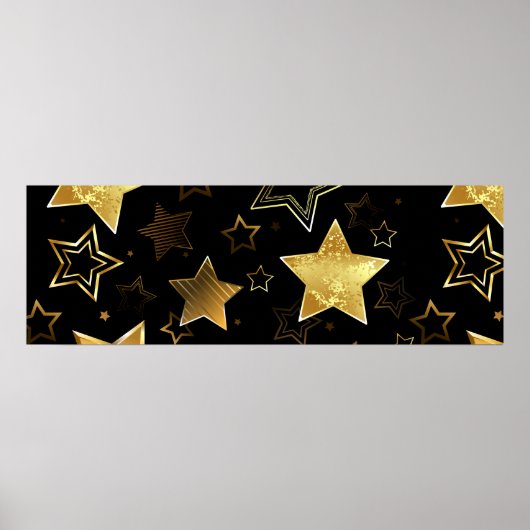 Poster Motif sans couture avec étoiles d'or (Devant)