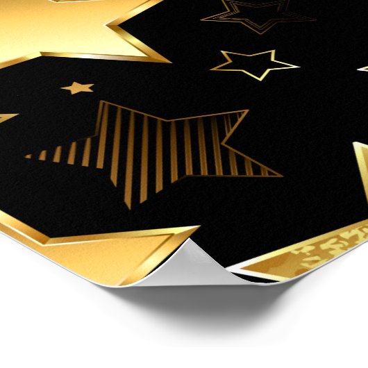 Poster Motif sans couture avec étoiles d'or (Coin)