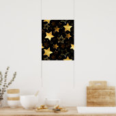 Poster Motif sans couture avec étoiles d'or (Cuisine)