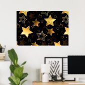 Poster Motif sans couture avec étoiles d'or (Bureau à domicile)