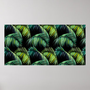 Poster Motif sans couture avec feuilles de palmier tropic