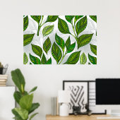 Poster Motif sans couture avec Feuilles de thé vert (Bureau à domicile)