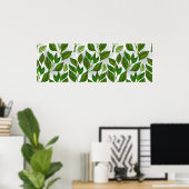 Poster Motif sans couture avec Feuilles de thé vert (Bureau à domicile)