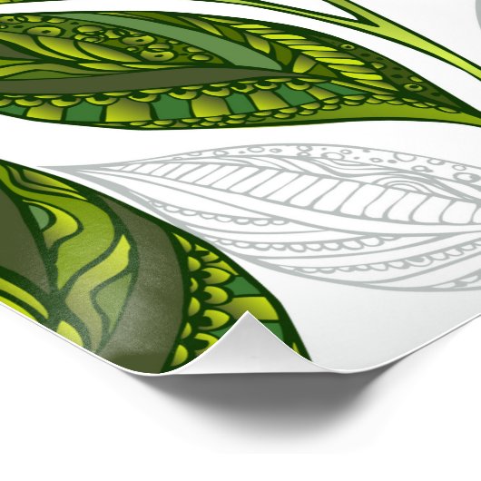 Poster Motif sans couture avec Feuilles de thé vert (Coin)