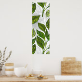 Poster Motif sans couture avec Feuilles de thé vert (Cuisine)