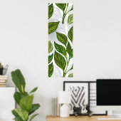 Poster Motif sans couture avec Feuilles de thé vert (Bureau à domicile)