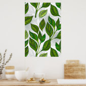 Poster Motif sans couture avec Feuilles de thé vert (Cuisine)