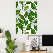 Poster Motif sans couture avec Feuilles de thé vert (Bureau à domicile)