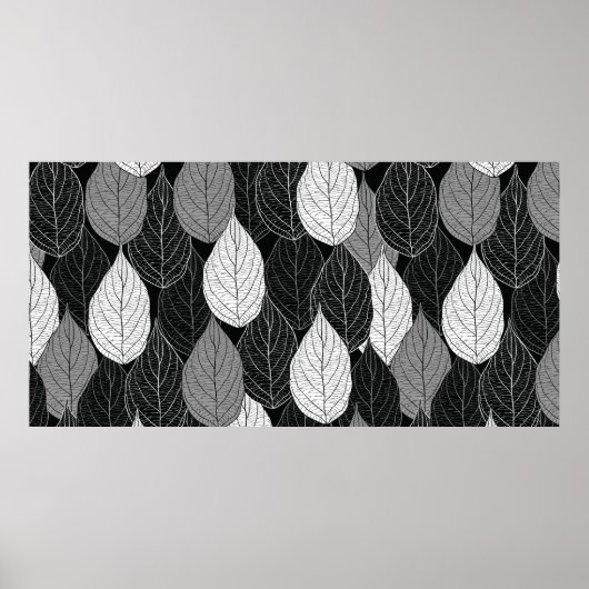 Poster Motif sans couture avec feuilles. Monochrom à main (Devant)