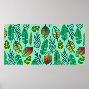Poster Motif sans couture avec feuilles tropicaux. L'art