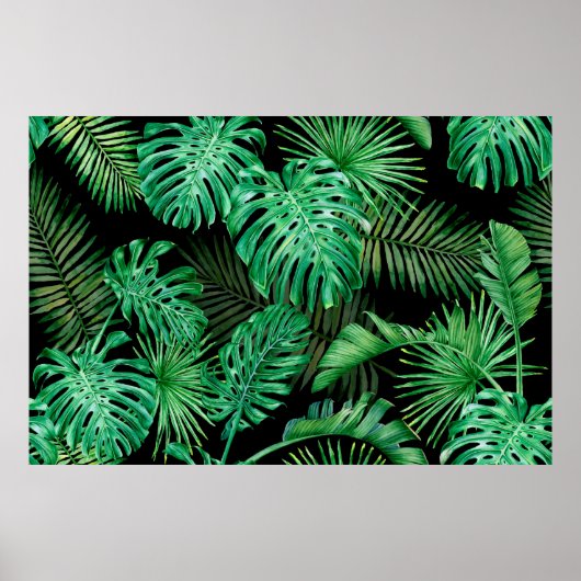 Poster Motif sans couture avec feuilles tropicaux sur un  (Devant)