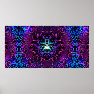 Poster Motif sans couture avec fleur de Lotus ornée. Ayur