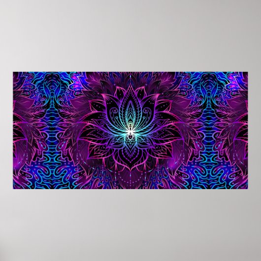 Poster Motif sans couture avec fleur de Lotus ornée. Ayur (Devant)