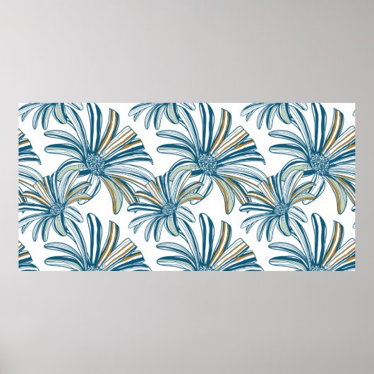 Poster Motif sans couture avec fleurs de gerbera. retour (Devant)