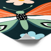 Poster Motif sans couture avec fleurs et papillons (Coin)