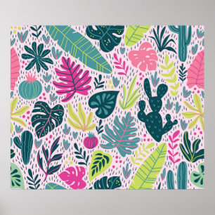 Poster Motif sans couture avec forêt tropicale sauvage. T