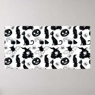 Poster Motif sans couture avec Halloween joli main dessin