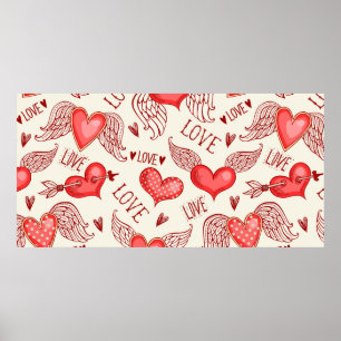Poster Motif sans couture avec les coeurs. Bonne Saint Va